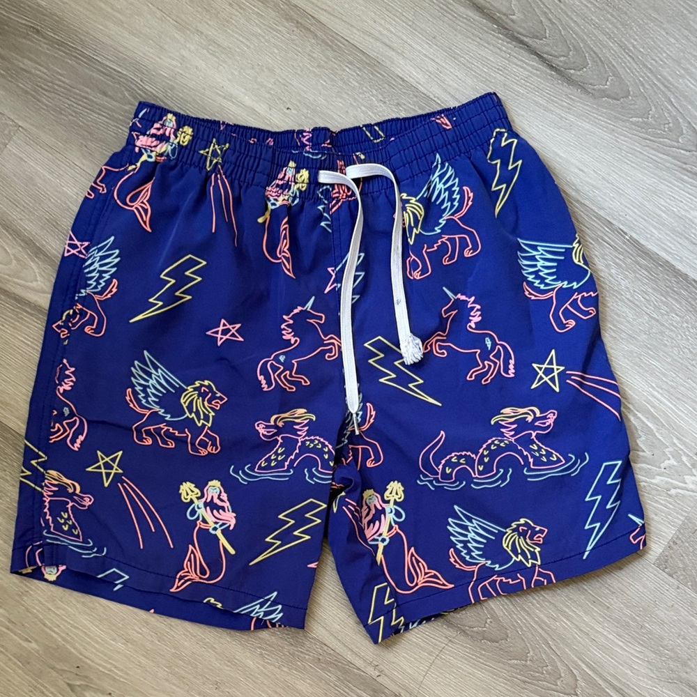 Chubbies Electric Blue Unicorn Swim Trunks